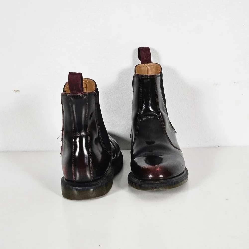 Dr Martens Burgandy Cherry Flora Arcadia Leather Chelsea Boots Womens 7